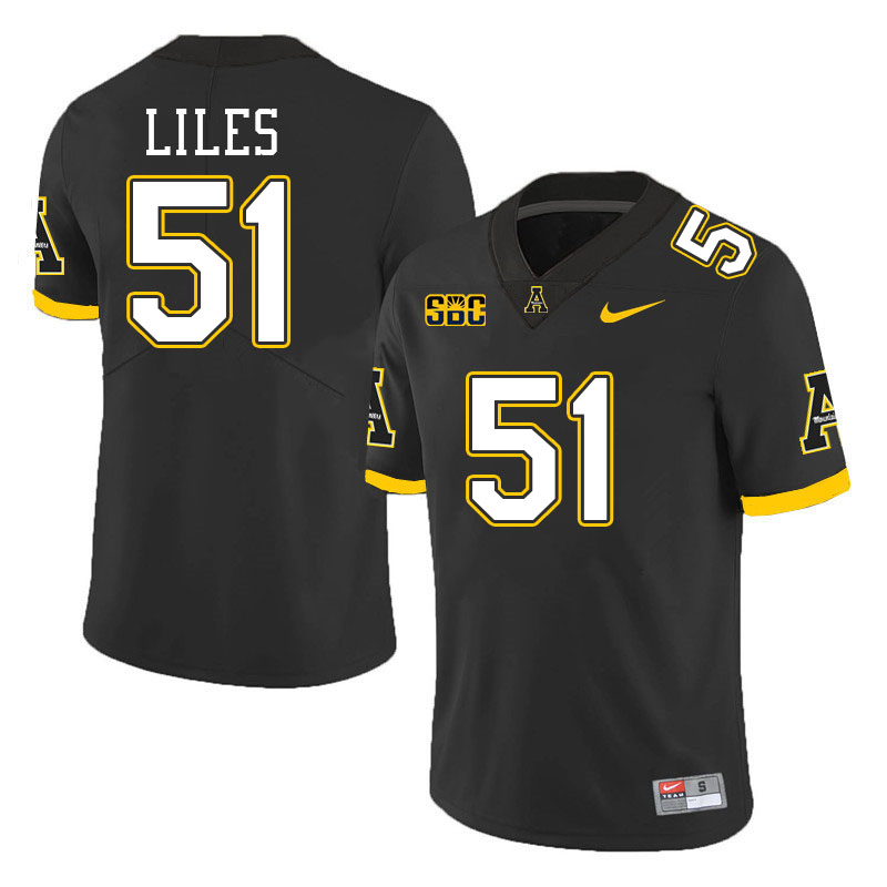 Appalachian State Mountaineers #51 KJ Liles College Football Jerseys Stitched-Black